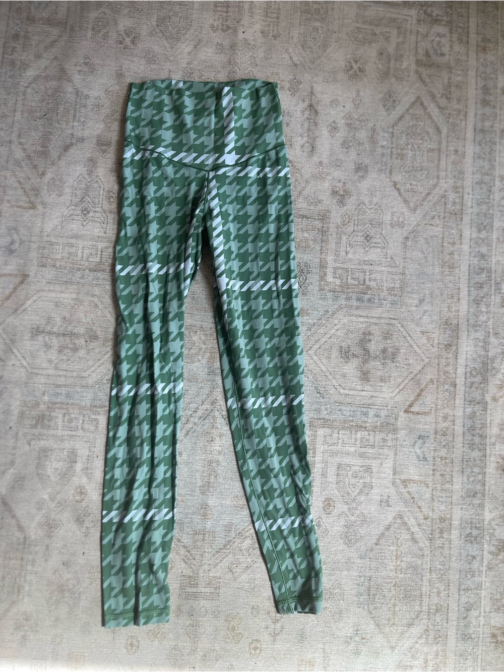 aerie Green Houndstooth High-Rise Leggings
